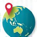 Globe with map pin on Singapore